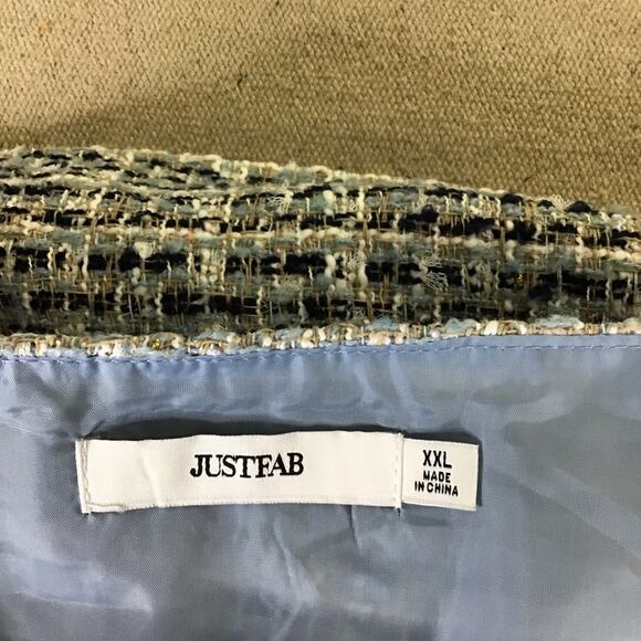 Just Fab Women’s Crossover Preppy Academia Blue Tweed Mini Skirt size XXL NWT - Picture 9 of 11